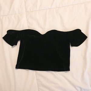asos Velvet Off-The-Shoulder Crop Top
